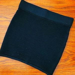 Black Ribbed Mini Skirt - Band, Texture, Tight, Bodycon